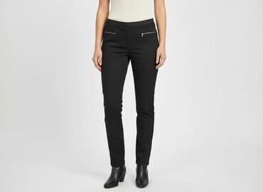 czarne spodnie z białą nitką: Orsay, Spodnie materiałowe damskie, rozmiar S — 1