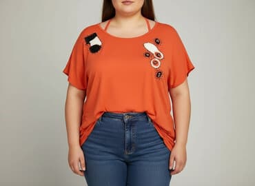 bluzki damskie pomarańczowa: Bluzka damska, rozmiar 8XL — 6