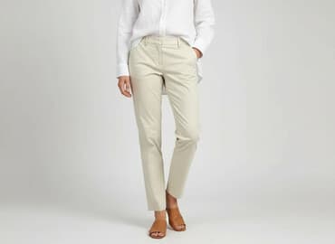 klapki hermes bezowe: Stefanel, Spodnie materiałowe damskie, rozmiar S — 6