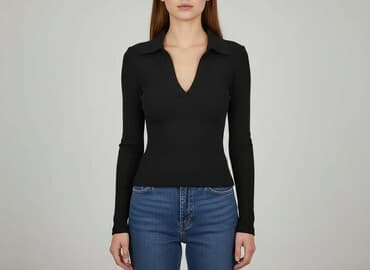 czarne bluzki dekolt v: Bluzka damska, rozmiar XS — 7