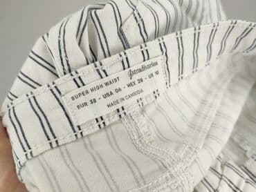 biale szerokie jeansy: Stradivarius, Spodnie materiałowe damskie, rozmiar M — 5