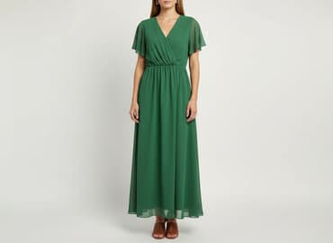 sukienka maxi butelkowa zieleń długi rękaw: Sukienka damska, rozmiar S — 1