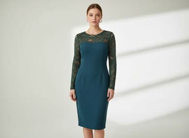 sukienka midi na wesele koronka: Sukienka damska, rozmiar M — 6