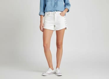 krótkie spodenki z wysokim stanem gdzie kupić: SZACHOWNICA, Szorty damskie, rozmiar S — 1