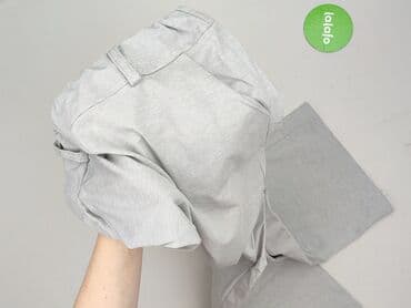 szare szerokie jeansy: Spodnie materiałowe damskie, rozmiar L — 4