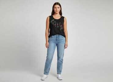 eleganckie bluzki czarne: T-shirt damski, rozmiar XL — 7