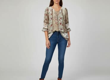 czarne bluzki z rękawem 3 4: Women's blouse, size S — 6