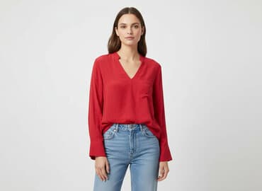 eleganckie czerwona bluzki: XLNT, Women's blouse, size L — 1