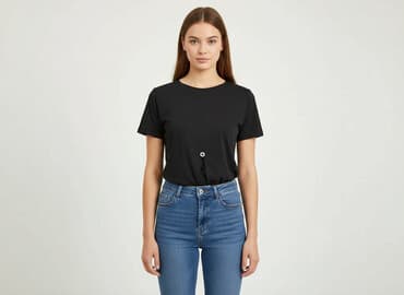 czarne t shirty damskie z dekoltem: Sinsay, Women`s T-shirt, size XS — 1