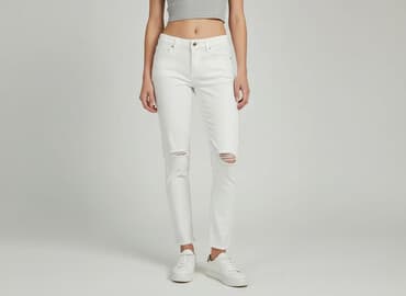 biale spodnie sinsay: Sinsay, Jeansy damskie, rozmiar 2XS — 1