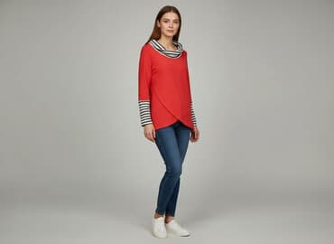 bluzki w czerwono białe paski: Women's blouse, size S — 1