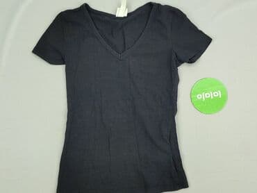 czarne t shirty w serek damskie: H&M, T-shirt damski, rozmiar XS — 2
