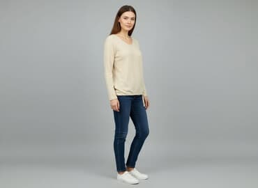 beżowe buty na koturnie ccc: Bluzka damska, rozmiar L — 7