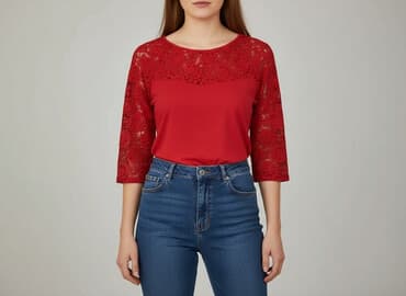 czerwone bluzki koronkowe: Bluzka damska, rozmiar L — 6