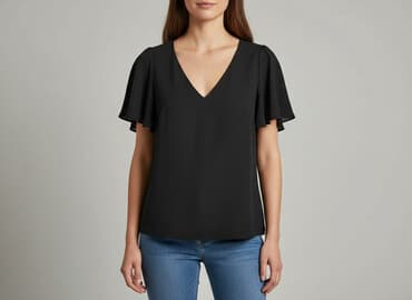 czarne bluzki dekolt v: H&M, Bluzka damska, rozmiar M — 8