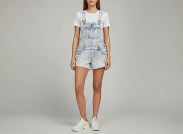 ogrodniczki z krótkimi spodenkami: Denim Co, Ogrodniczki damskie, rozmiar S — 6