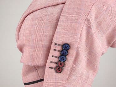 srebrna marynarka do sukienki: Męska marynarka ANTONIO – różowy melanż w delikatną kratę - Rozmiar z — 5