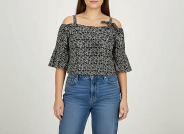 czarne bluzki z chokerem: Nutmeg, Bluzka damska, XL — 6