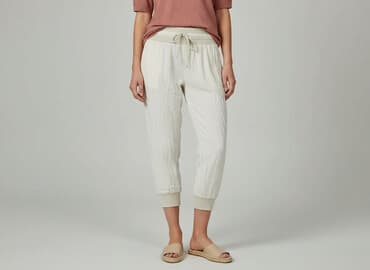 biale buty skarpetkowe: Spodnie materiałowe damskie, rozmiar S — 5