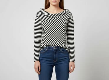 biała bluzka w czarne paski: Women's blouse, size S — 1