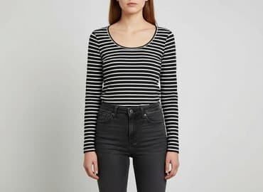 bluzki w paski z serduszkiem: Basic, Bluzka damska, rozmiar M — 6