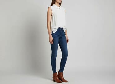 biała bluzka ze stójką damska: Bluzka damska, rozmiar M — 5