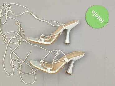 ccc srebrne sandały na obcasie: Sandały damskie, rozmiar 37 — 5