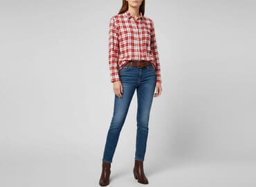 koszula w kratę damska czerwona: Koszula damska, rozmiar M — 1