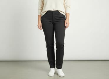 czarne spodnie z białą nitką: Spodnie materiałowe damskie, rozmiar XL — 1