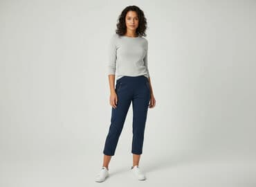 jeansy jogger damskie: Spodnie 3/4 damskie, rozmiar L — 6