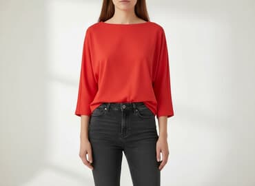 bluzki damskie czerwona eleganckie: Bluzka damska, rozmiar L — 5