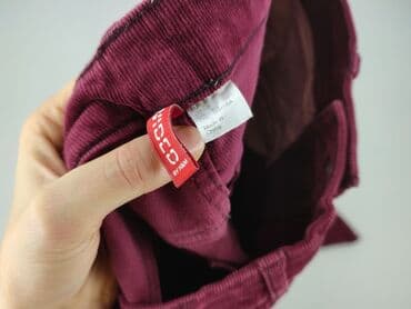 bordowe woskowane spodnie: Spodnie materiałowe damskie, S — 5