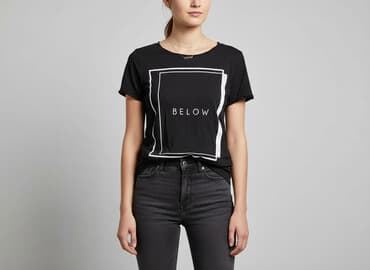 czarne t shirty damskie w serek: Reserved, T-shirt damski, rozmiar L — 6