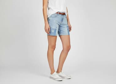 spodenki jeansowe z wysokim stanem pull and bear: Szorty damskie, rozmiar S — 6