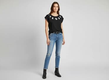 koszulka z żabą cropp: Cropp, T-shirt damski, rozmiar L — 8