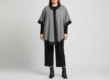 kurtka zimowa w pepitkę: Ponczo damskie, rozmiar 5XL — 1