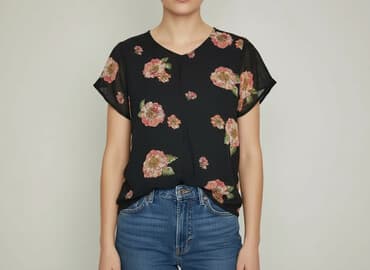 bluzka damska czarna krótki rękaw: Bluzka damska, rozmiar S — 5