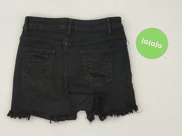 czarne krótkie spodenki z dziurami: Denim, Szorty damskie, rozmiar S — 3