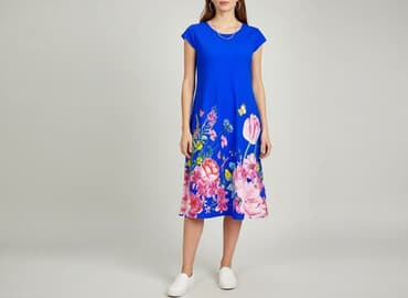 niebieska satynowa sukienki: Sukienka damska, rozmiar S — 1