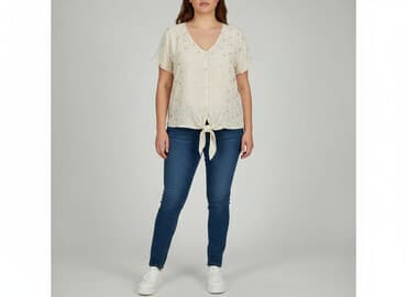 białe bluzki ze złotymi dodatkami: In Extenso, Women's blouse, size XL — 1