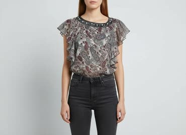 eleganckie bluzki w kwiaty: Bluzka damska, rozmiar L — 6