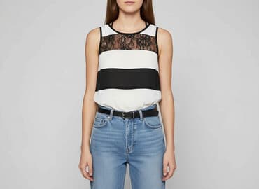 biale spodnie i czarna koszula damska: Tally Weijl, Жіноча блуза, розмір XS — 1