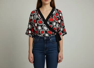 bluzka z przekładanym dekoltem: Women's blouse, size S — 1