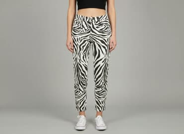 spodnie w krowie łaty: Material trousers for women, size S — 1