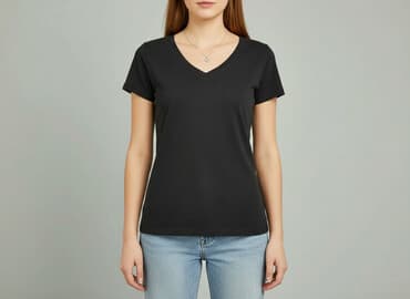 t shirty damskie w serek z bawełny: T-shirt damski, rozmiar S — 7