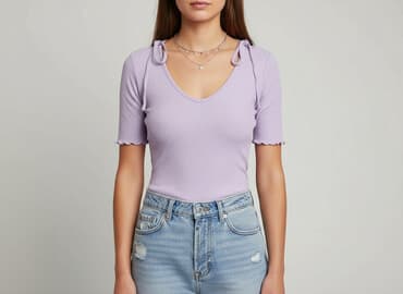 liliowa bluzki zara: Stradivarius, Bluzka damska, rozmiar M — 6