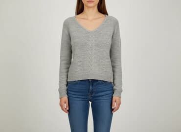 sweter z dekoltem v: Sweter damski, rozmiar M — 5