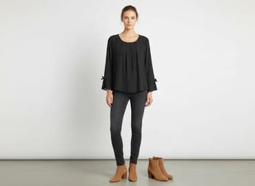 czarne bluzki w lodke: Bluzka damska, rozmiar M — 1