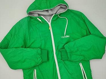 kurtki stoprocent: Męska kurtka z kapturem i podszewką dresową – zielona - Rozmiar: XL — 1