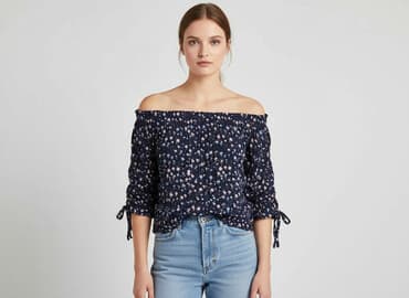 bluzki hiszpanki w kwiaty: Bershka, Bluzka damska, rozmiar XS — 8